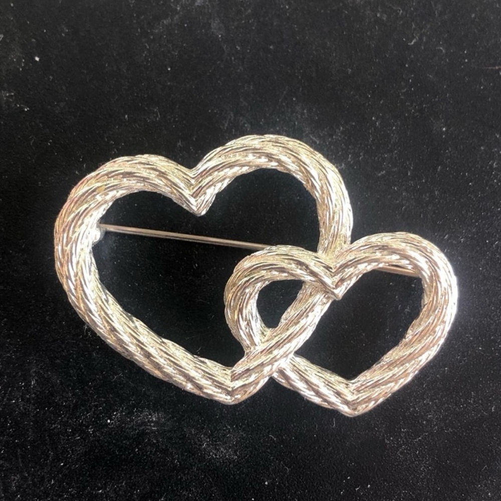 Dior Silver Intertwined Heart Brooch